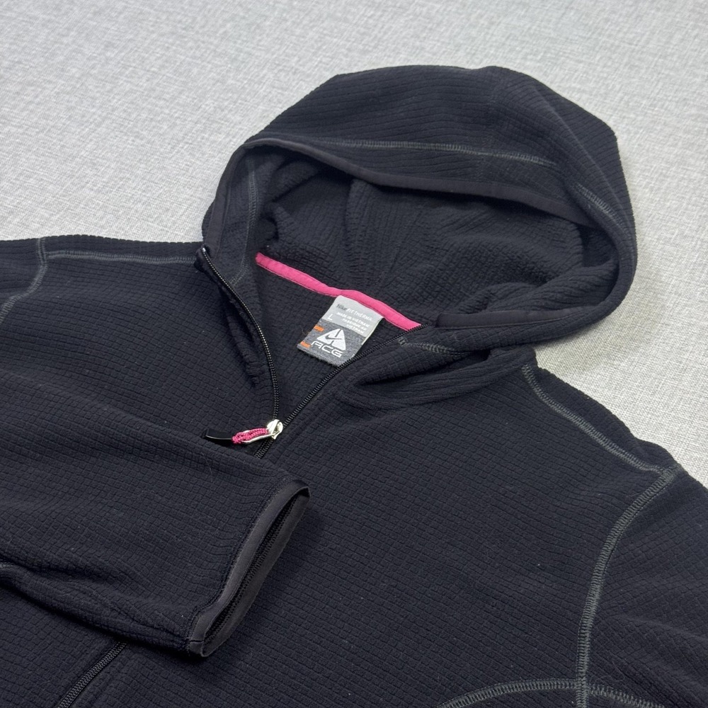Nike ACG Full‎ Zip Thermal Hoodie Womens L Black Fleece Lightweight Pockets